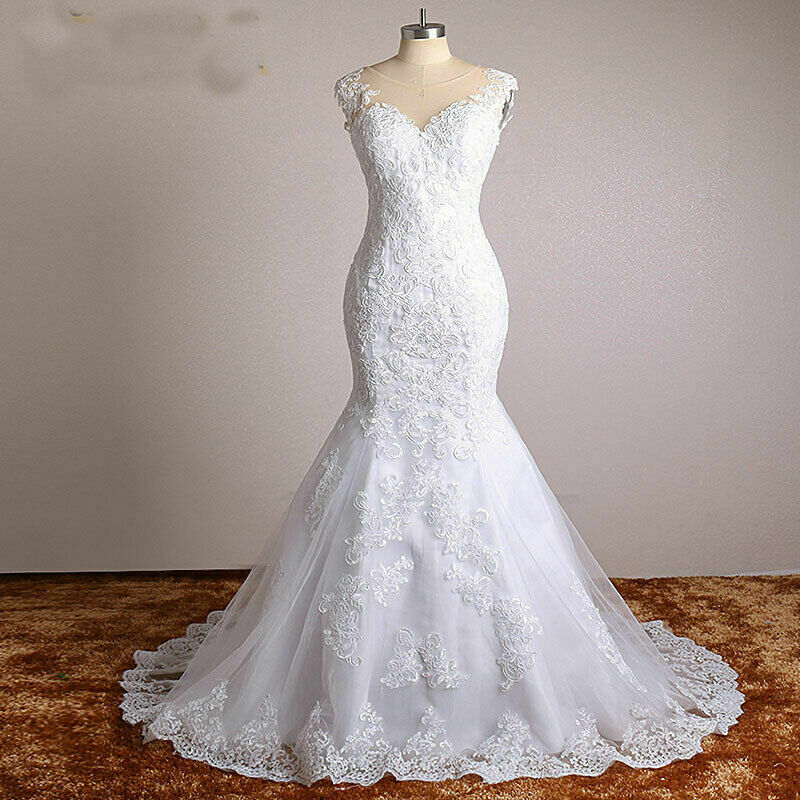 Luxury Lace Appliques Beading Mermaid Wedding Dresses White Ivory ...